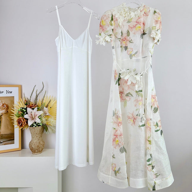 DITSY FLORAL PRINT LONG DRESS NATURA 25S IN SILK 266337