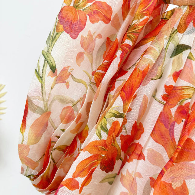 LANTERN SLEEVE MINI DRESS 25S IN SILK 266357