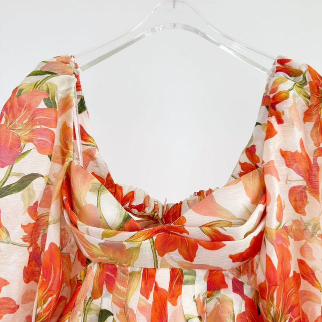 LANTERN SLEEVE MINI DRESS 25S IN SILK 266357