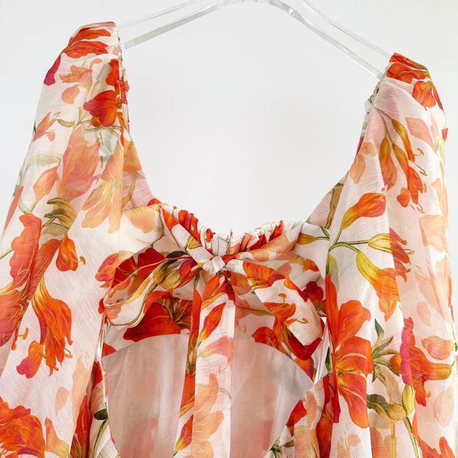 LANTERN SLEEVE MINI DRESS 25S IN SILK 266357