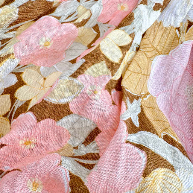 V-NECK FLORAL PRINT DRESS WITH LACE DETAIL