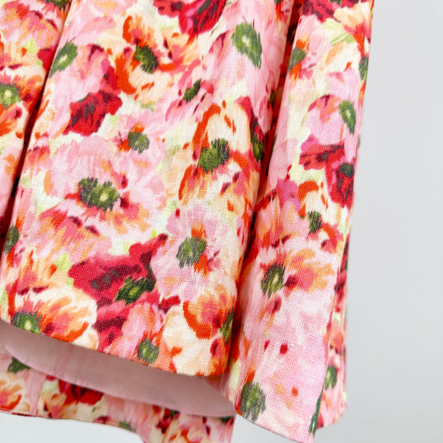 PUFF SLEEVE MINI DRESS 25S RED IN LINEN 266363