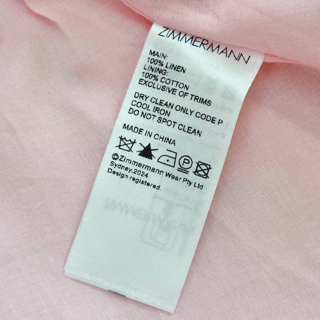 PUFF SLEEVE MINI DRESS 25S RED IN LINEN 266363