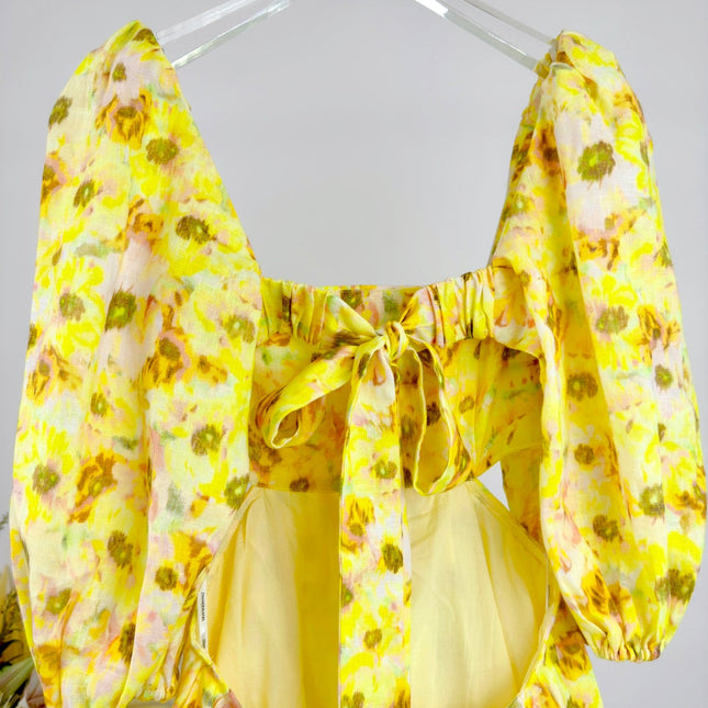 PUFF SLEEVE MINI DRESS 25S IN LINEN 266364