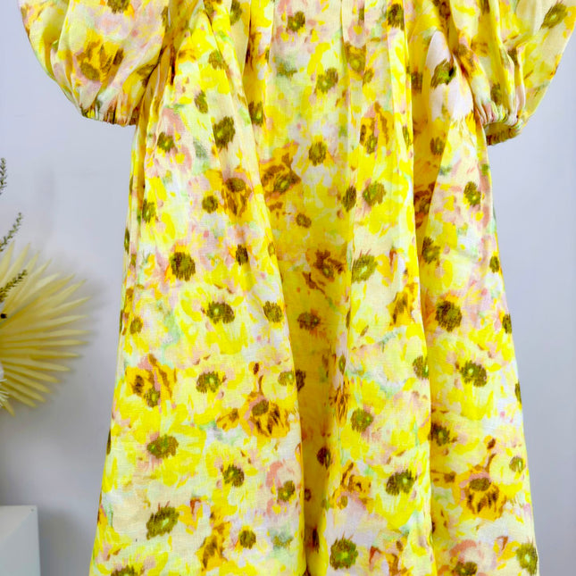 PUFF SLEEVE MINI DRESS 25S IN LINEN 266364