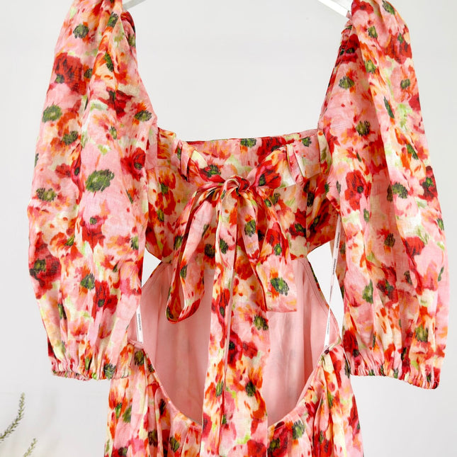 LIGHTBURST SHORT SLEEVE BACKLESS DRESS 25S IN LINEN 266370