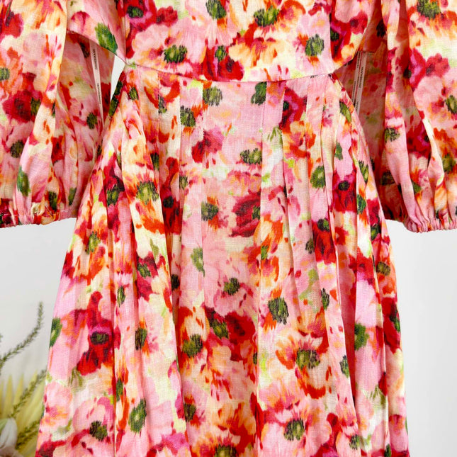 LIGHTBURST SHORT SLEEVE BACKLESS DRESS 25S IN LINEN 266370