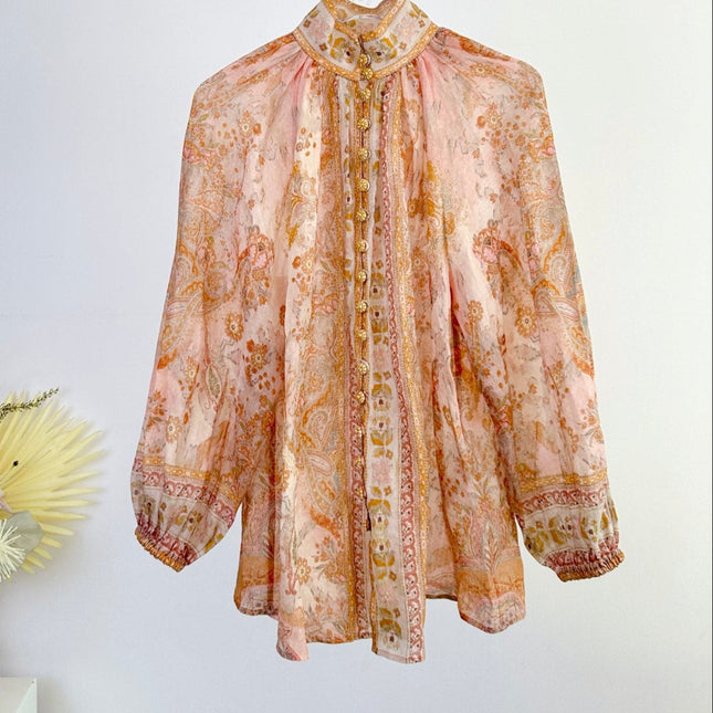 ZIMMERMANN HIGH-NECK FLARE-SLEEVE TOP 270178