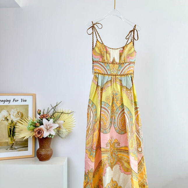 SPAGHETTI STRAP PRINTED MAXI DRESS