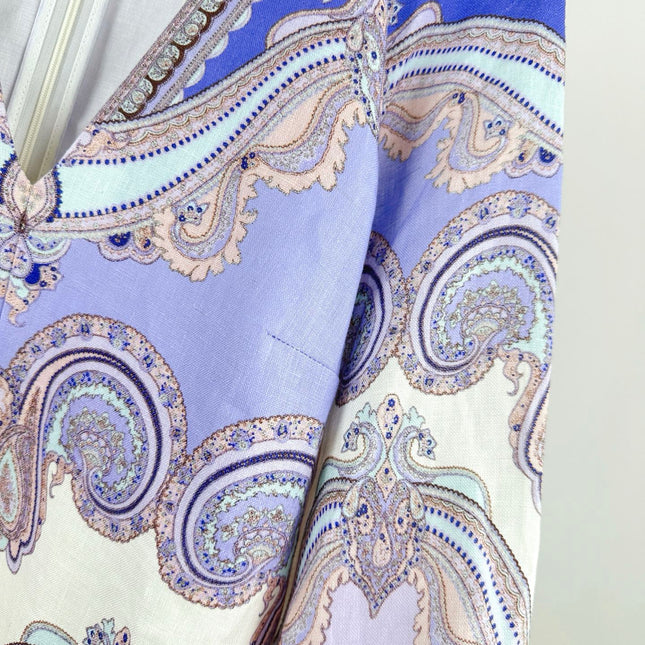 V-NECK PRINTED DRESS BACK ZIPPER