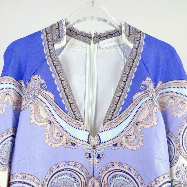 V-NECK PRINTED DRESS BACK ZIPPER