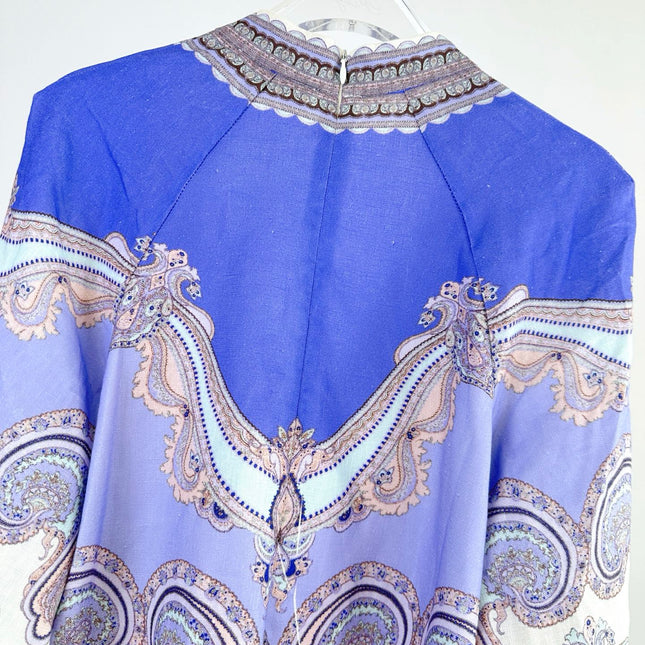 V-NECK PRINTED DRESS BACK ZIPPER