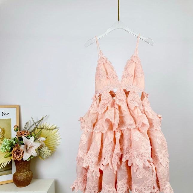 ZIMMERMANN LACE LAYERED MINI DRESS 270382