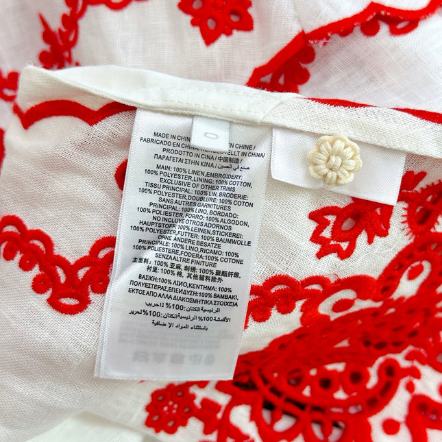 ZIMMERMANN EMBROIDERED SHORT-SLEEVE MINI DRESS 270267