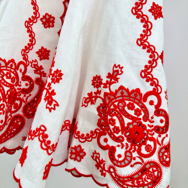 ZIMMERMANN EMBROIDERED SHORT-SLEEVE MINI DRESS 270267