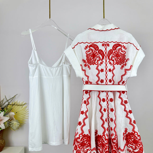 ZIMMERMANN EMBROIDERED SHORT-SLEEVE MINI DRESS 270267