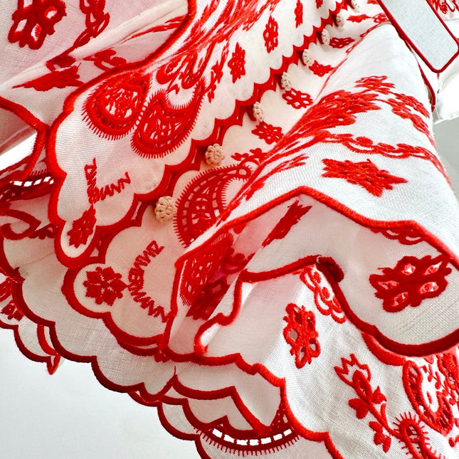 ZIMMERMANN EMBROIDERED SHORT-SLEEVE MINI DRESS 270267