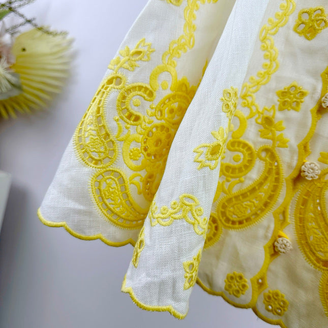 ZIMMERMANN EMBROIDERED SHORT-SLEEVE MINI DRESS 270269