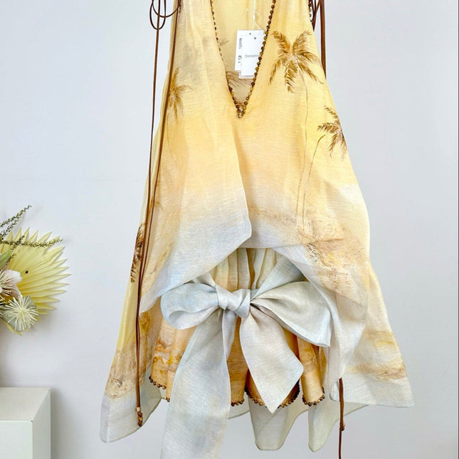 ZIMMERMANN BALANCE DEEP V-NECK MINI DRESS 270314