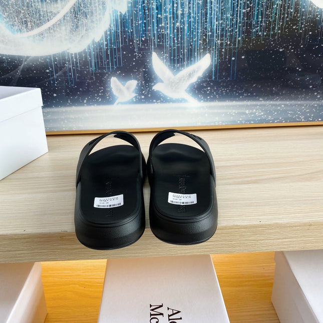 SLIDES SANDAL IN BLACK TPU WITH STRAP EMBOSSED LOGO