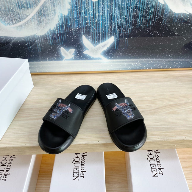 SLIDES SANDAL IN BLACK TPU WITH 3D FANTASY ANIMAL STRAP