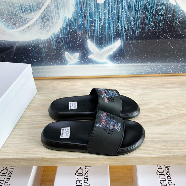 SLIDES SANDAL IN BLACK TPU WITH 3D FANTASY ANIMAL STRAP