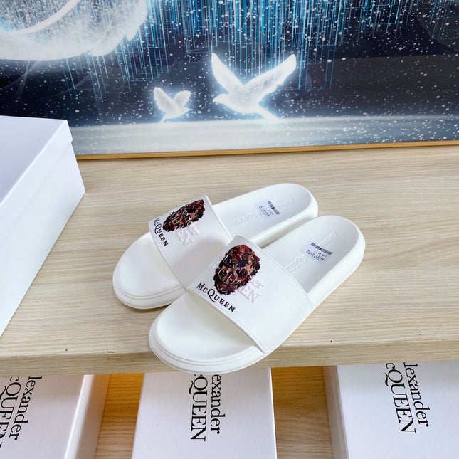 SLIDES SANDAL IN WHITE TPU WITH 3D SKULL PRINT STRAP