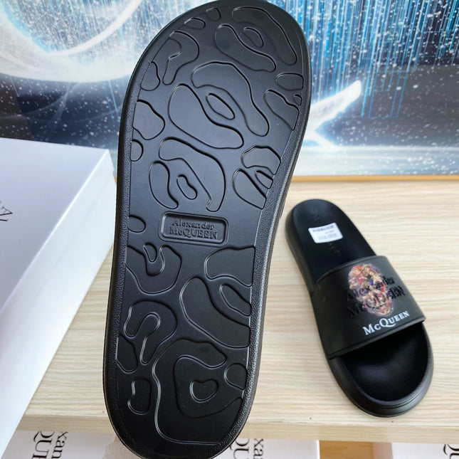 SLIDES SANDAL IN BLACK TPU WITH 3D SKULL PRINT STRAP