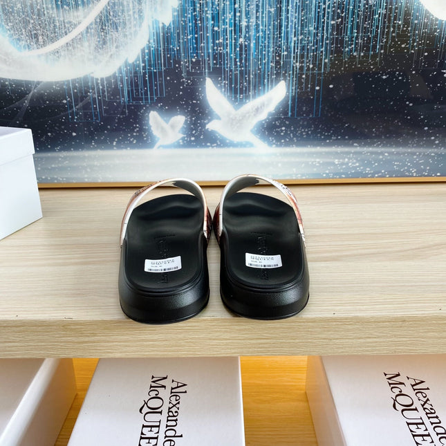 SLIDES SANDAL IN BLACK TPU ORANGE BAND BLACK BRANCH STRAP