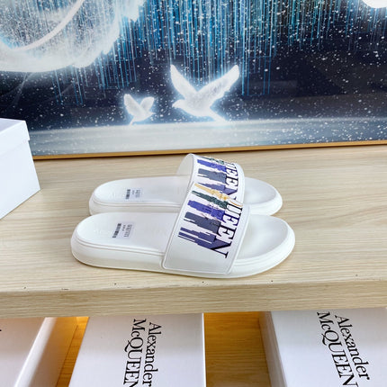 SLIDES SANDAL IN WHITE TPU MULTICOLOR STRIPES STRAP