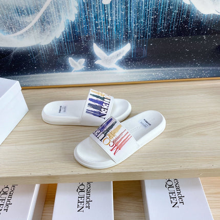 SLIDES SANDAL IN WHITE TPU MULTICOLOR STRIPES STRAP