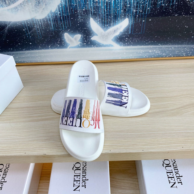 SLIDES SANDAL IN WHITE TPU MULTICOLOR STRIPES STRAP