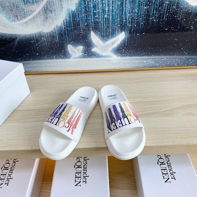 SLIDES SANDAL IN WHITE TPU MULTICOLOR STRIPES STRAP