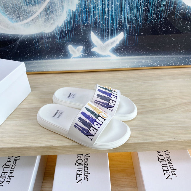 SLIDES SANDAL IN WHITE TPU MULTICOLOR STRIPES STRAP