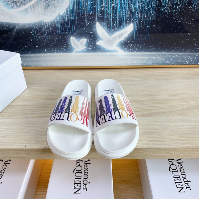 SLIDES SANDAL IN WHITE TPU MULTICOLOR STRIPES STRAP
