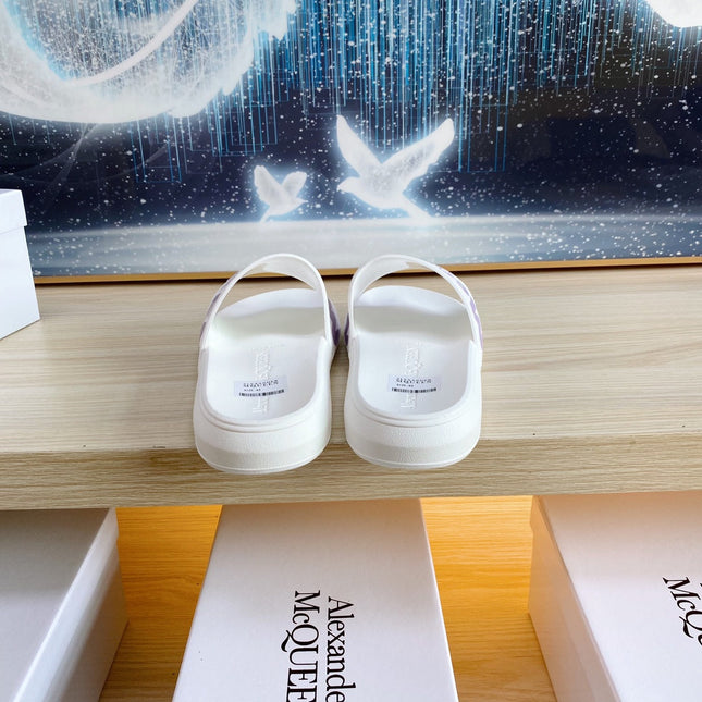 SLIDES SANDAL IN WHITE TPU VIOLET LOGO GRAPHIC