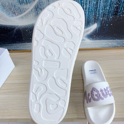 SLIDES SANDAL IN WHITE TPU VIOLET LOGO GRAPHIC