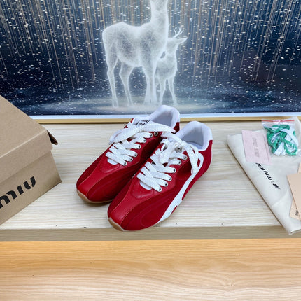 NB Red And Crimson Color Sneakers Cowhide
