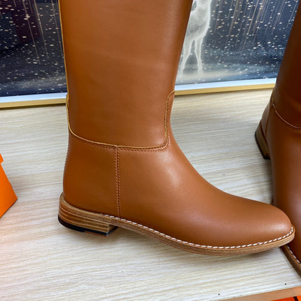 KNEE HIGH BOOTS IN BRONZE BROWN CALFSKIN