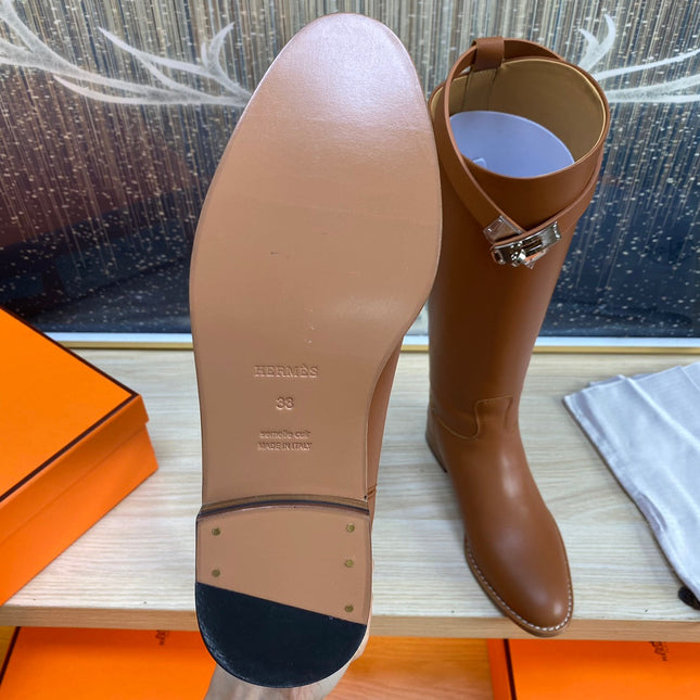 KNEE HIGH BOOTS IN BRONZE BROWN CALFSKIN