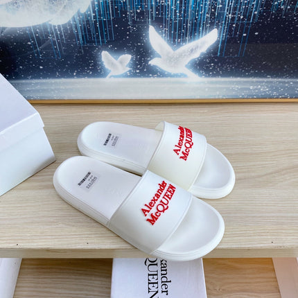 SLIDES SANDAL IN WHITE TPU WITH RED EMBOSSED LOGO