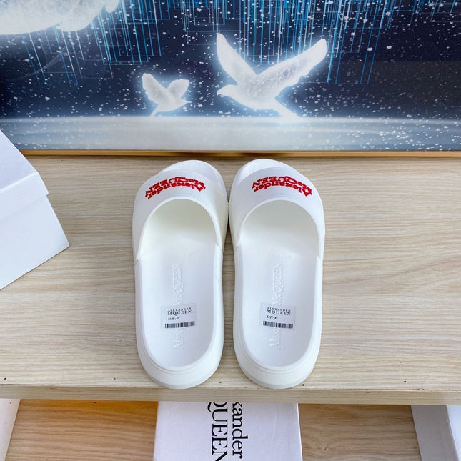 SLIDES SANDAL IN WHITE TPU WITH RED EMBOSSED LOGO