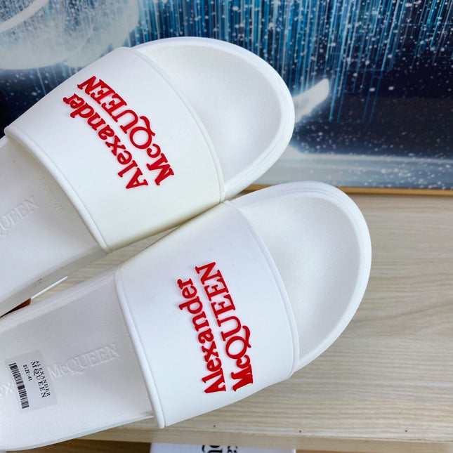 SLIDES SANDAL IN WHITE TPU WITH RED EMBOSSED LOGO