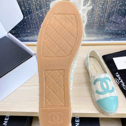 CC ESPADRILLES PLATFORM IN PASTEL BLUE TWEED