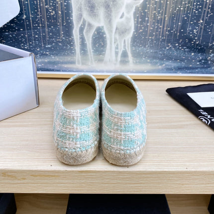 CC ESPADRILLES PLATFORM IN PASTEL BLUE TWEED
