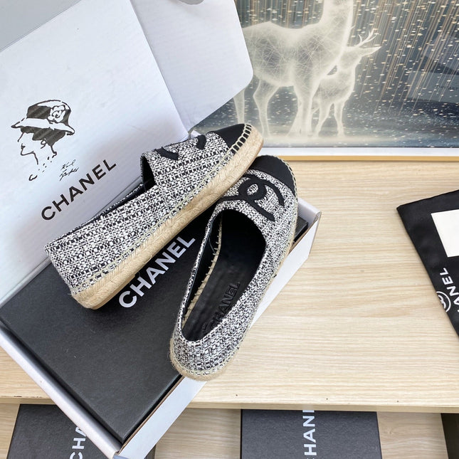 CC ESPADRILLES PLATFORM IN WHITE MIX BLACK TWEED