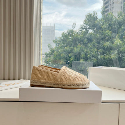 WOVEN LOAFER IN TAN BEIGE RAFFIA