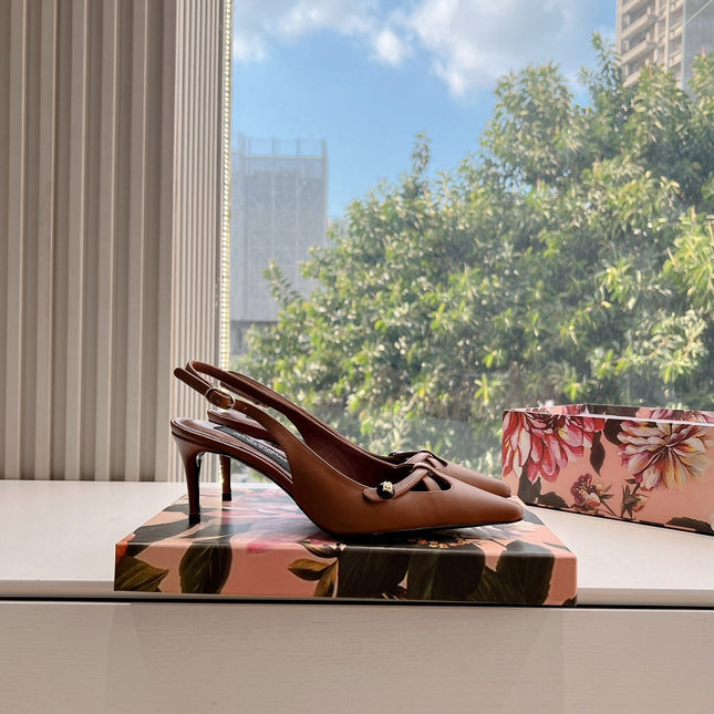 DG 70MM FOOTWEAR – BLUSH IN BROWN CALFSKIN SLINGBACK