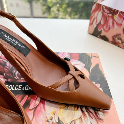 DG 70MM FOOTWEAR – BLUSH IN BROWN CALFSKIN SLINGBACK