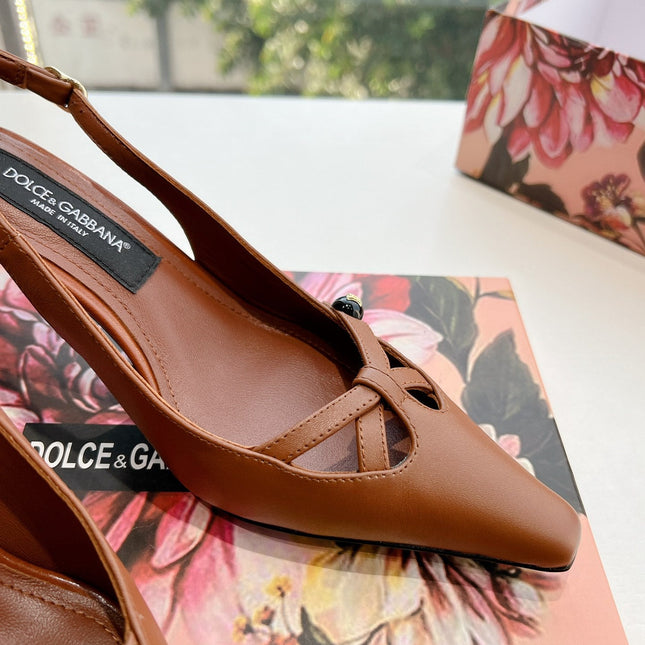 DG 70MM FOOTWEAR – BLUSH IN BROWN CALFSKIN SLINGBACK